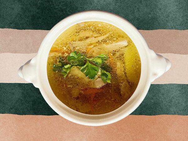 До двери - Суп с булгуром, мясом цыпленка и грибами