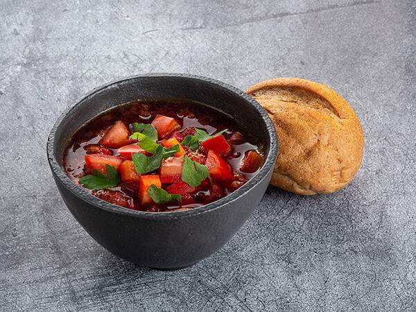 Теремок - Борщ Кубанский постный с булочкой