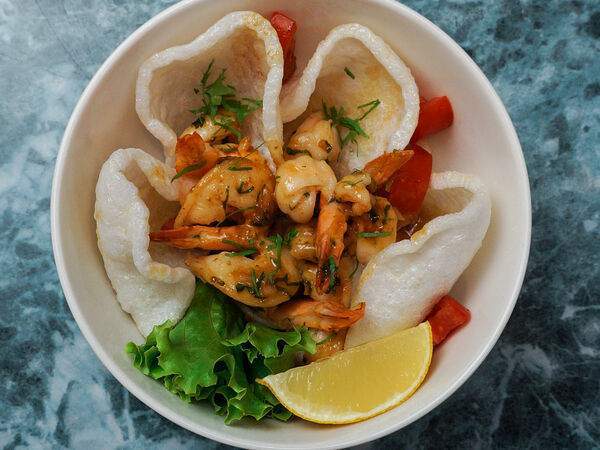 Бутик вкусной еды - Креветки в винном соусе