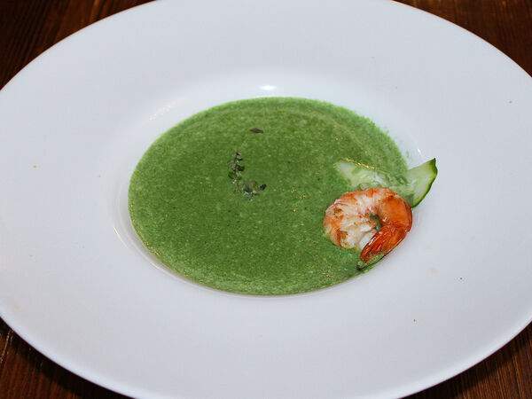 Таверна - Крем-суп из шпината с креветкой