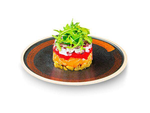 Белый рис - Тартар с лососем