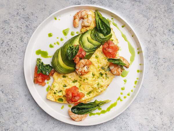 Эклерная: кофе и сладости - Яе Фриттата, креветки гриль, авокадо