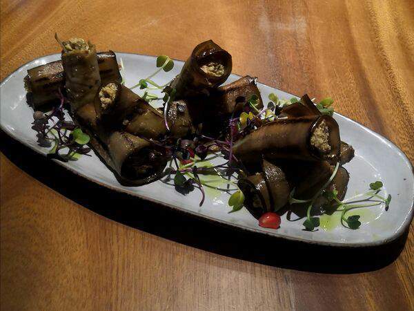 Сулугуни - Бадриджани с грецкими орехами