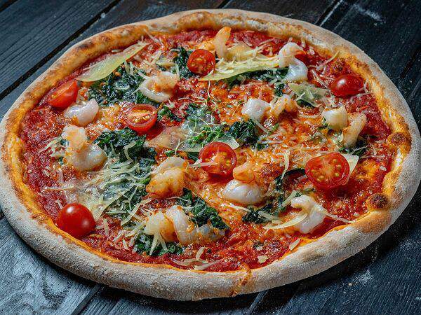 12 - Пицца с креветками и шпинатом