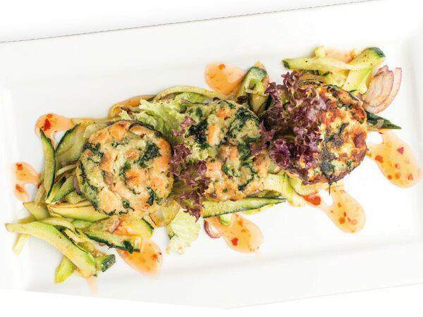 Фёст на Первомайской - Оладьи из сёмги и шпината