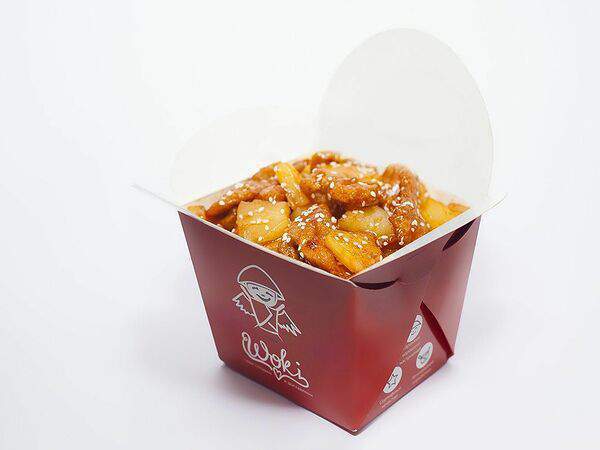 Воки - Курица с яблоками в лимонном соусе