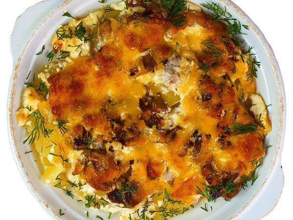 Галушка - Смаженина со свининой и грибами