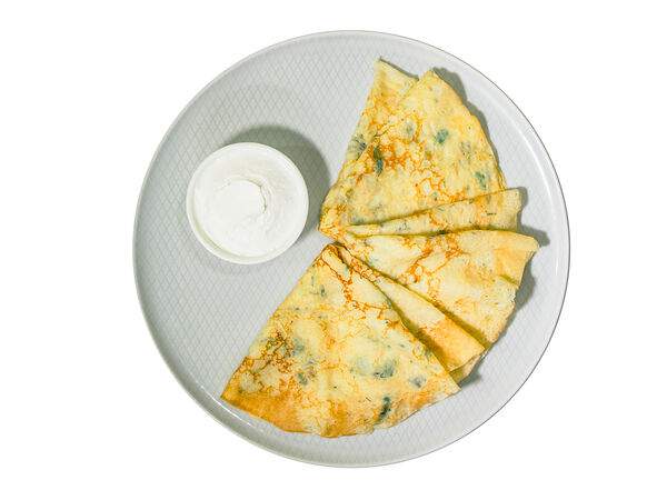 Мандарин - Блинчики с зеленью и сметаной