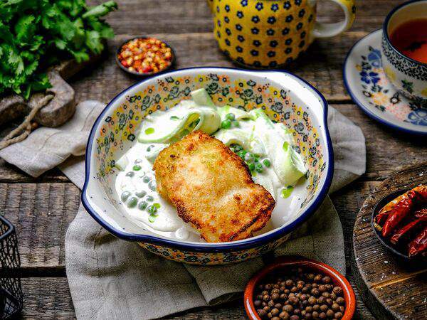 Брынза - Хрустящая треска с кабачками