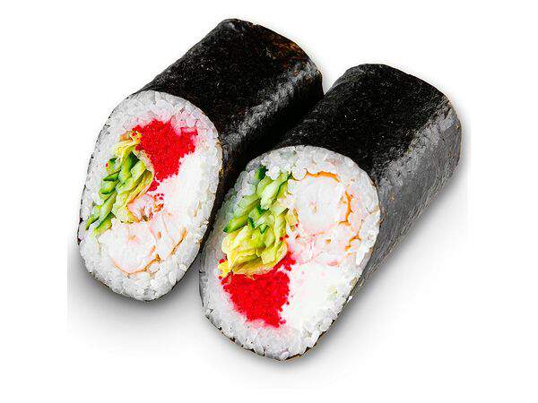 Белый рис - Суширрито с креветкой и тобикой