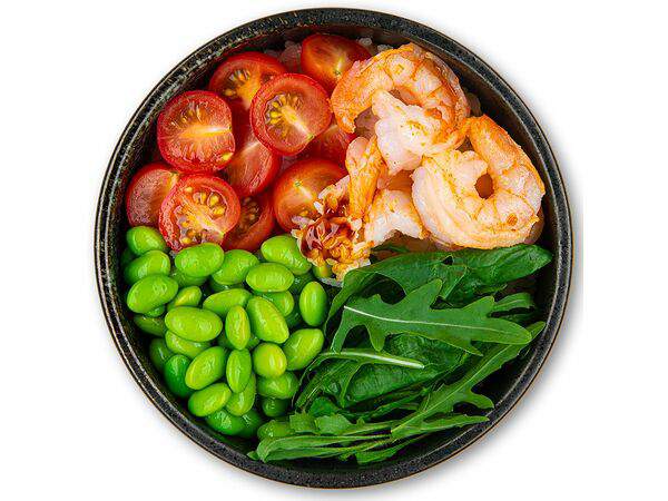 Белый рис - Боул с креветками