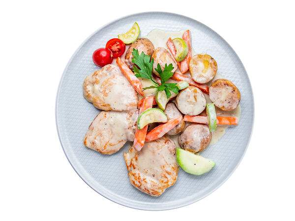 Мандарин - Филе грудки цыплёнка с овощами в сливочном соусе