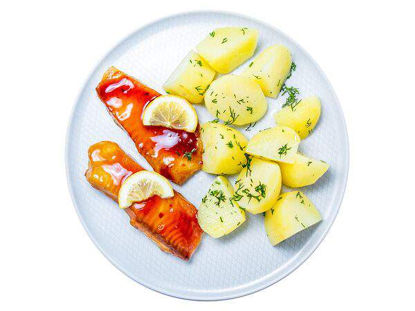 Мандарин - Филе морского окуня с ароматным картофелем и имбирным соусом