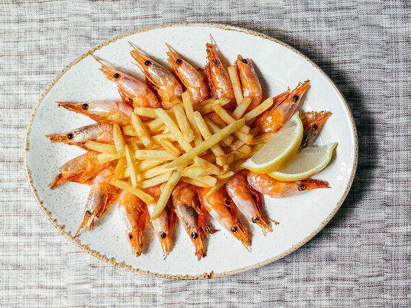 Самовар - Креветки жареные с картофелем фри