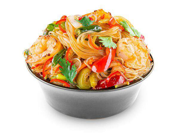 Белый рис - Салат Фунчоза с креветками