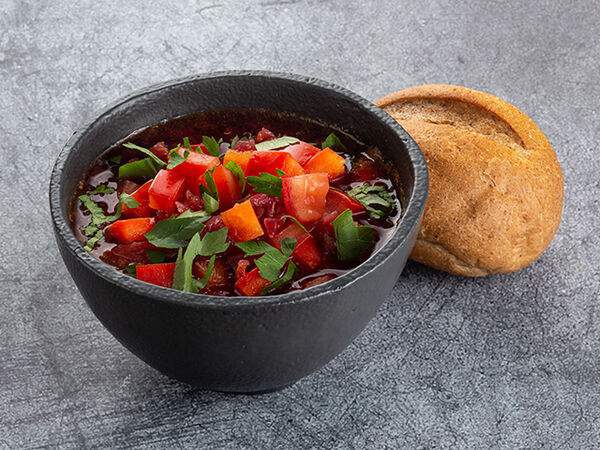 Теремок - Борщ Кубанский постный с булочкой двойная порция