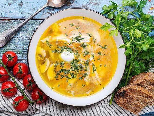 Пряности & Радости - Суп Куриный с домашней лапшой и грибами