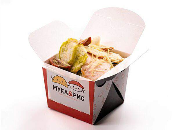 Мука и рис - Салат Цезарь с креветками