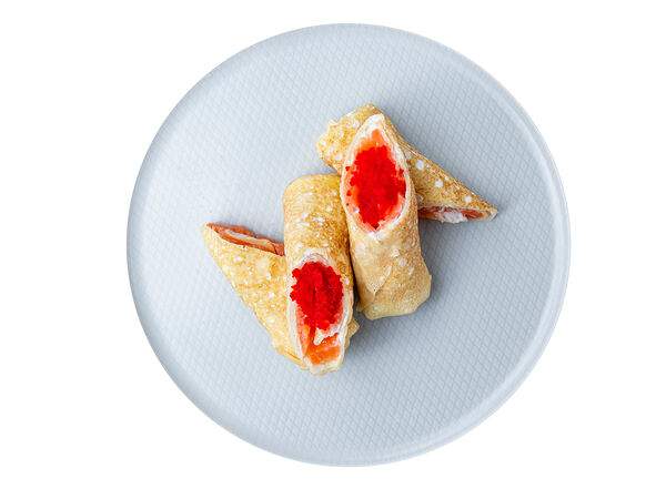 Мандарин - Блинчики с лососем и тобико