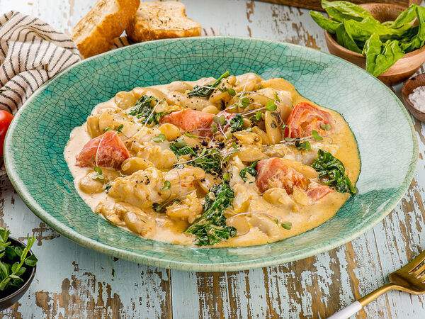 Пряности & Радости - Судак в сливочном соусе с фасолью лима