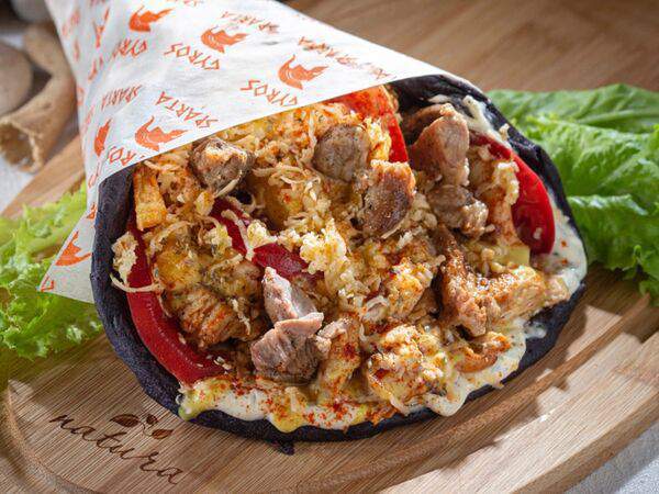 Гирос SPARTA - Гирос Black сырный со свининой в пите Xl