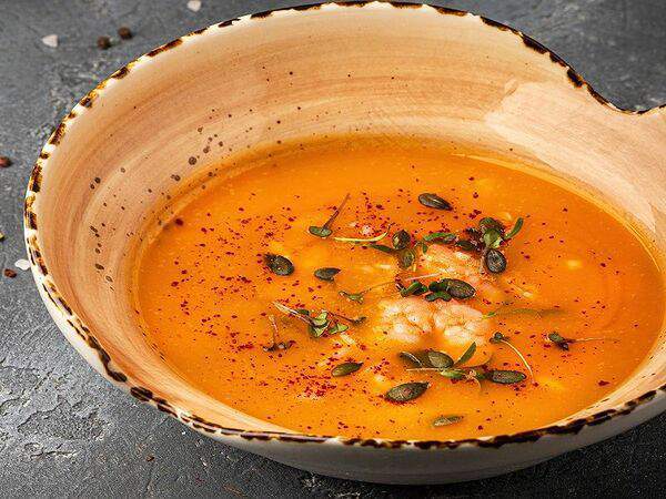 Plovlounge - Крем-суп из тыквы с креветками