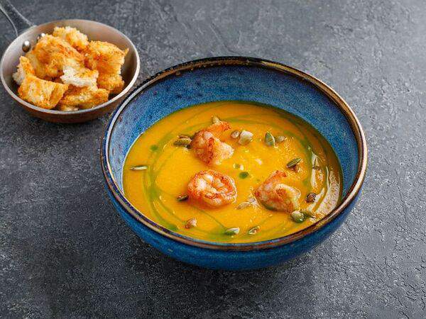 Ketch Up - Тыквенный суп на кокосовом молоке с креветками