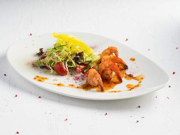 Leto-cafe - Салат с креветками и перечным желе