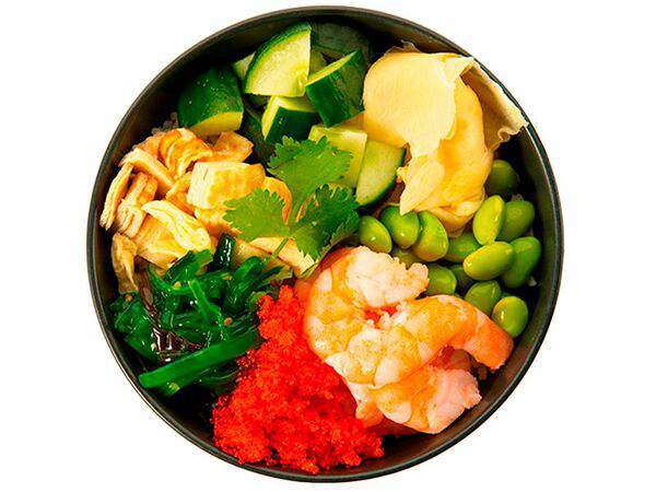 Рамен ролл - Поке с креветками на Рисе