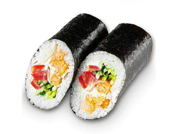 Белый рис - Суширрито с лососем темпура