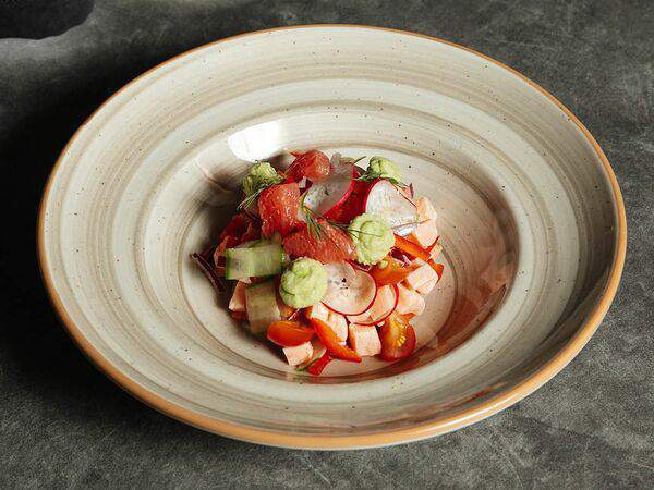 Мускат - Севиче из лосося с овощами