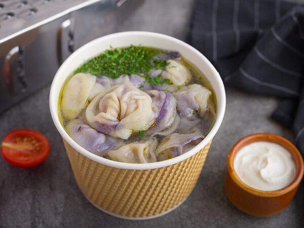 Тёрка - Пельмени из говядины и белыми грибами с бульоном