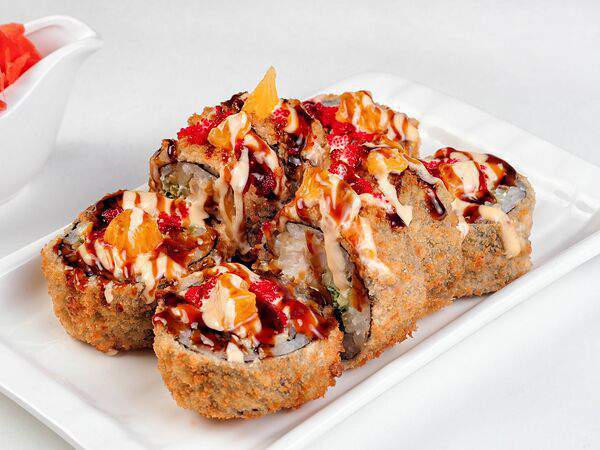 Язасуши - Жареный ролл с апельсином и кальмаром