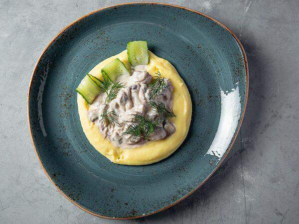 Ткемали - Бефстроганов из говяжьей печени