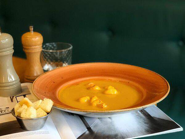 Кафе К16 - Тыквенный суп с креветкой