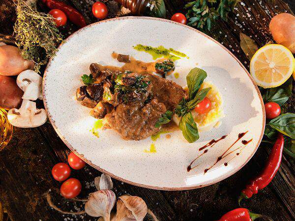 Shef papas - Скалопини из свинины с соусом из белых грибов