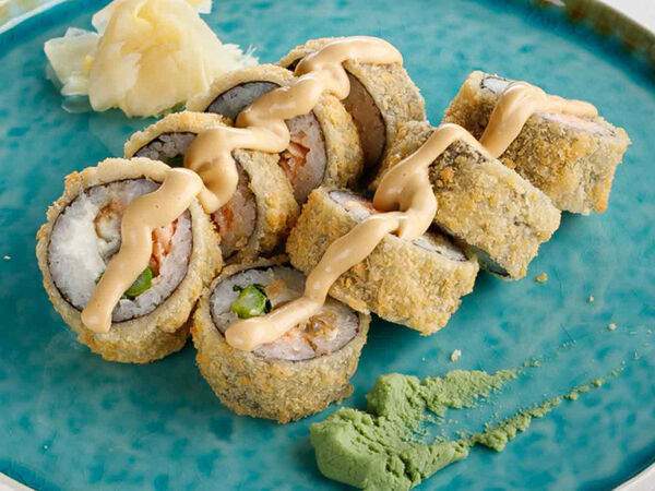 Рис - Кранч-ролл с лососем и угрем