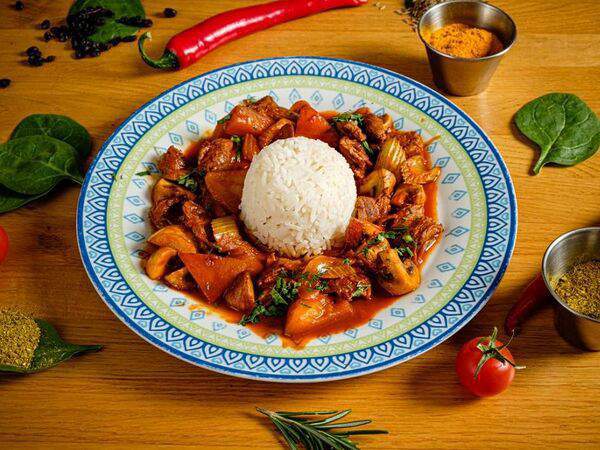 Чайхана Баклажан - Телятина с овощами