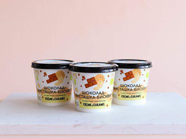 Натуральное мороженое Creme & Caramel - Мороженое Шоколад-фисташка-бисквит