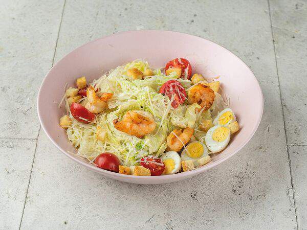 Рестомаркет Китчен - Салат Цезарь с тигровыми креветками