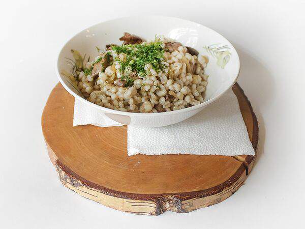 Брынза - Перловка с куриной печенью и луком