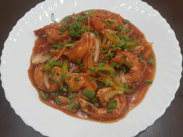 Аян - Креветки в кисло-сладком соусе