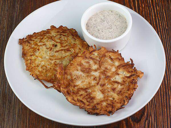 Галушка - Деруны с грибным соусом