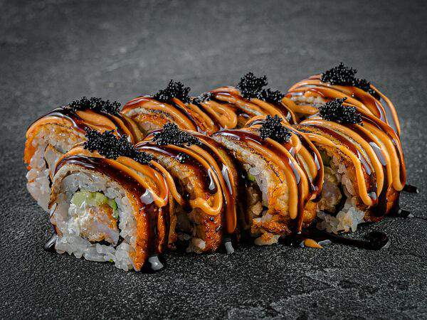 Jimoto - Ролл с угрем и хрустящей креветкой