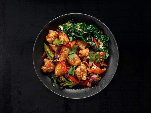 Рис - Курица в кисло-сладком соусе