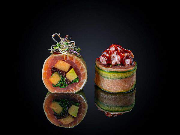 Fishka - Ролл сашими с лососем, тунцом и гребешком авторский