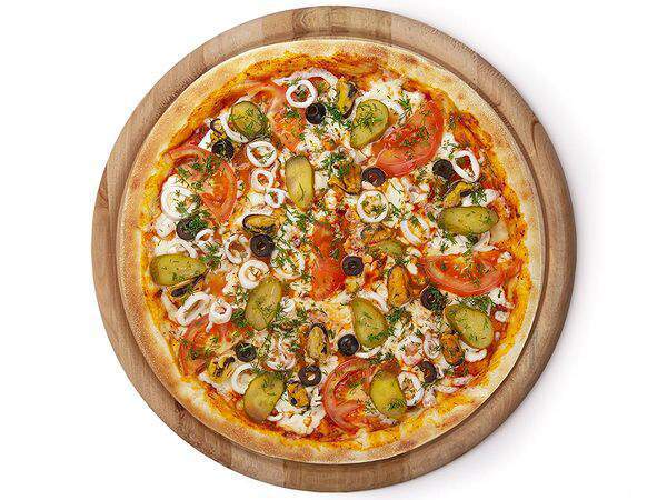 Дома Пицца - Океан пицца с кальмаром и мидиями