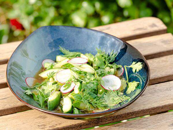 Шале - Салат из битых огурцов с зеленью