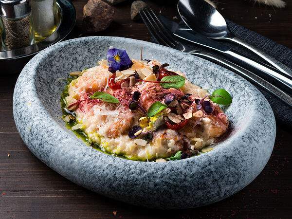 Березка - Ризотто с креветками и вялеными томатами с маскарпоне