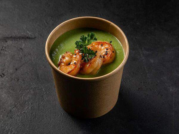 Best Food Sochi - Крем-суп из брокколи и шпината с креветками